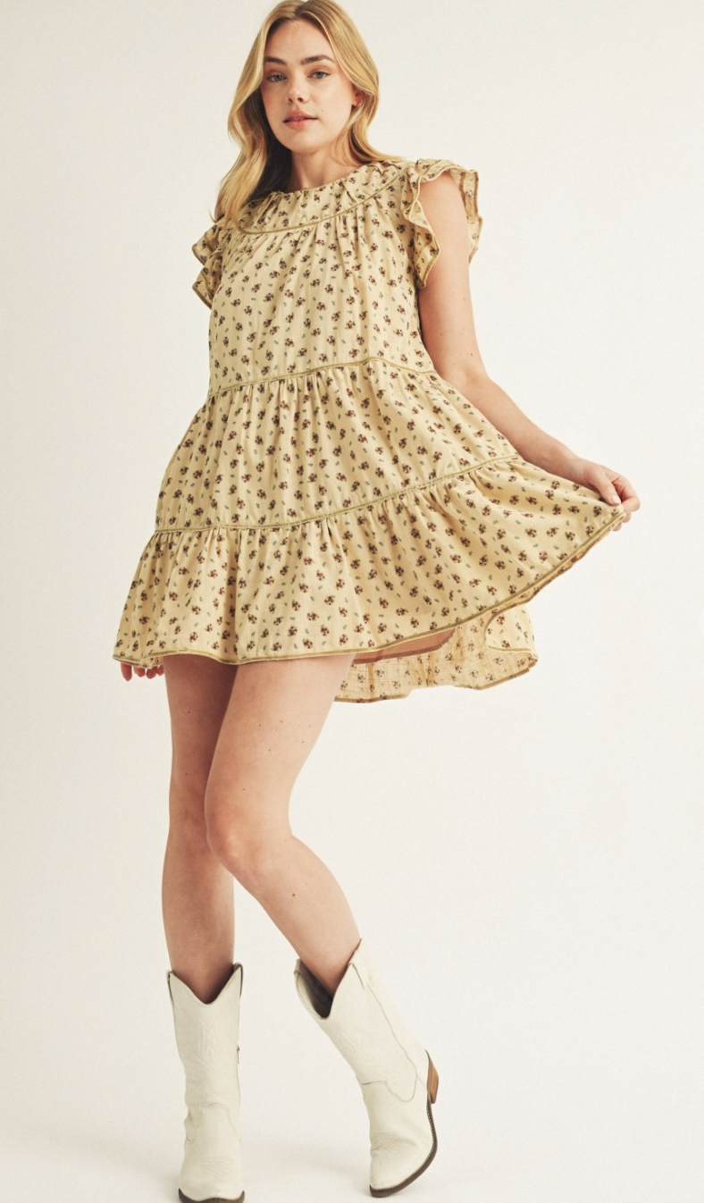 Beth Tiered Floral Flutter Dress