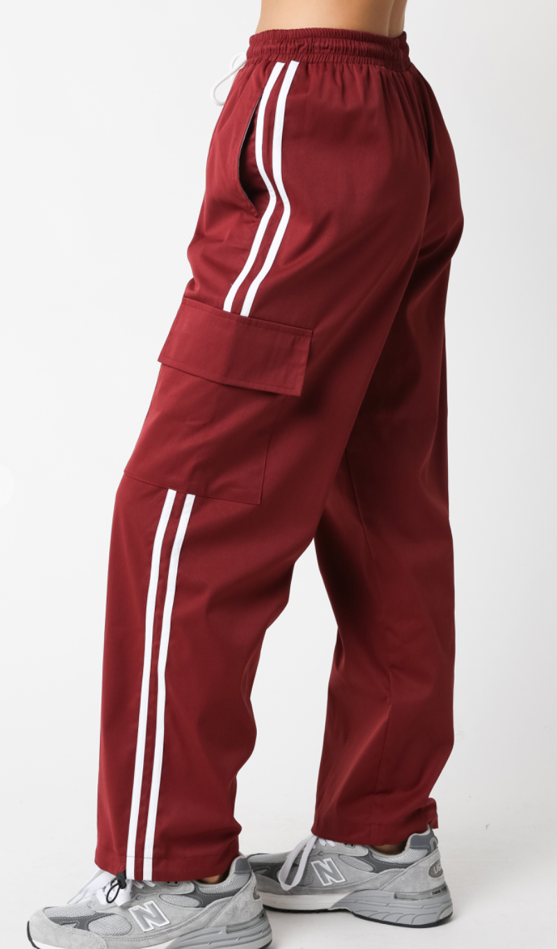 Athletic Stripe Pants Maroon