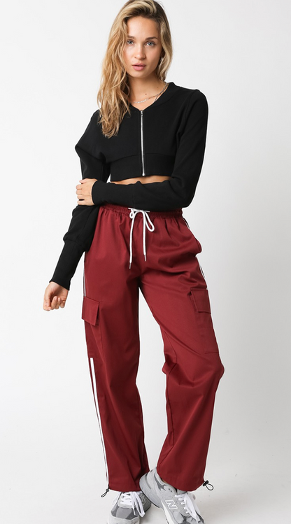 Athletic Stripe Pants Maroon