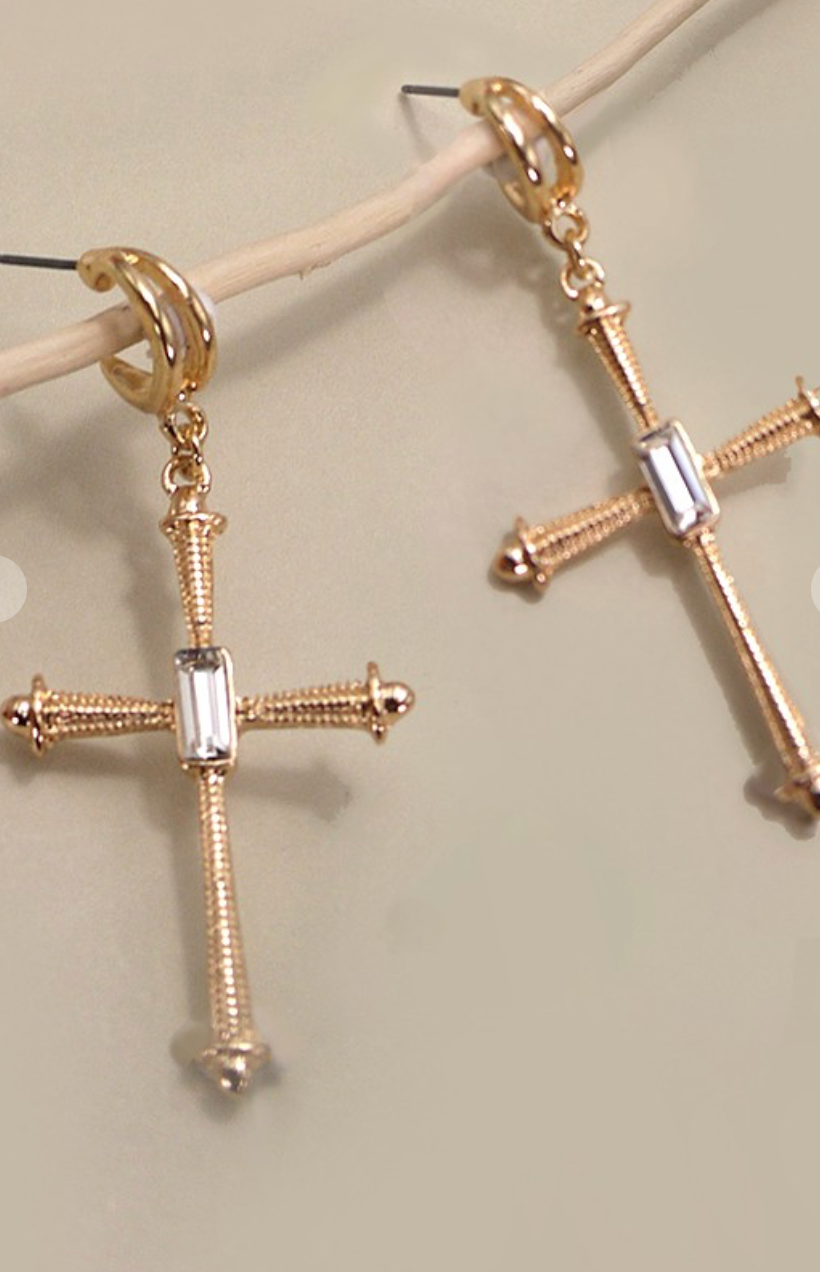 Cross Rhinestone Earrings