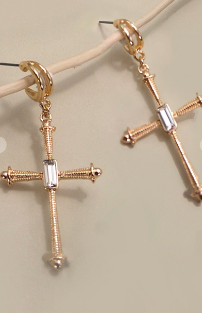 Cross Rhinestone Earrings