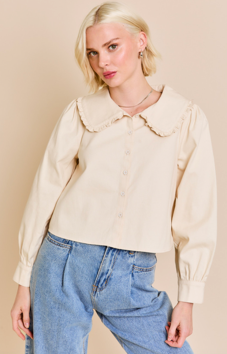 Maggie Cream Collar Top