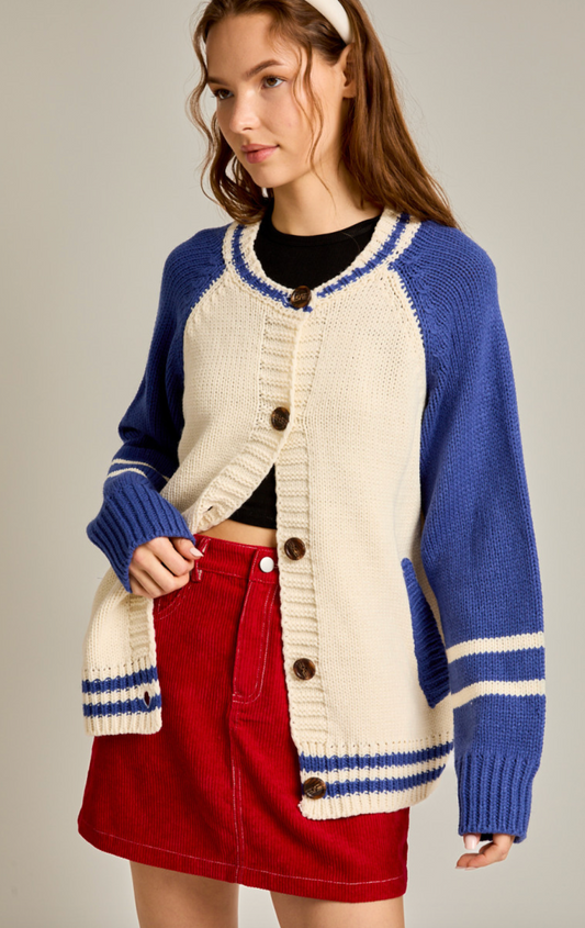 Royal Blue Varsity Cardigan