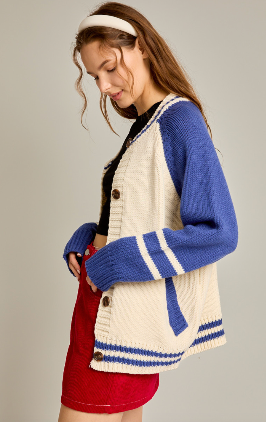 Royal Blue Varsity Cardigan