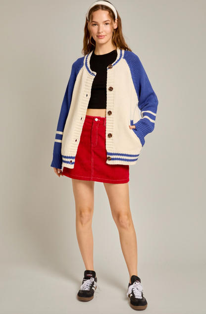 Royal Blue Varsity Cardigan