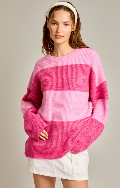 Pink Block Stripe Sweater