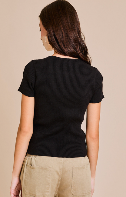 Mia Bows Sweater Top Black