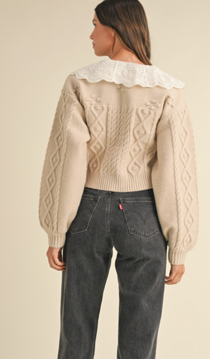 Kristen Collar Cable Knit Cardigan