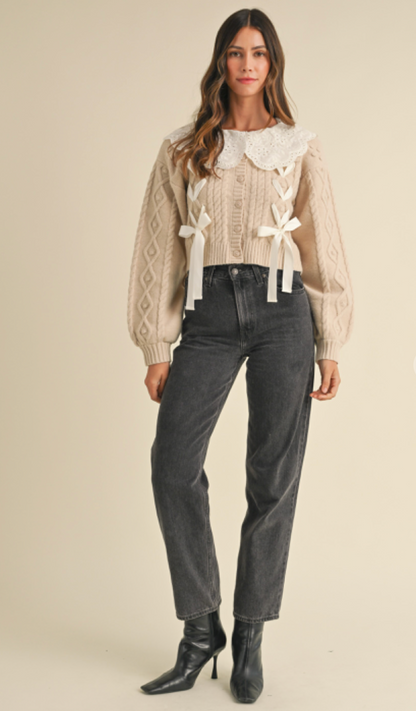 Kristen Collar Cable Knit Cardigan