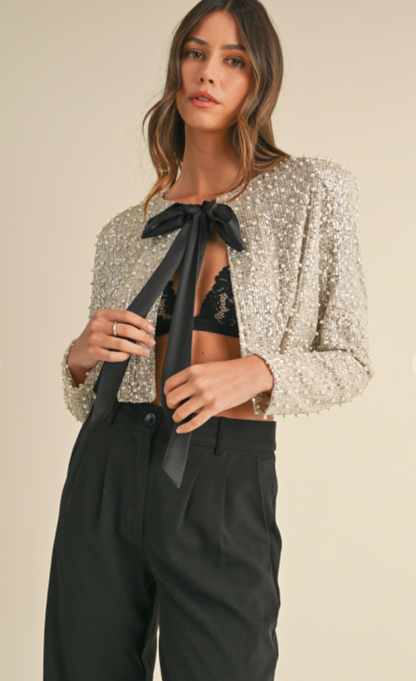 Pearl & Sequin Tie Jacket