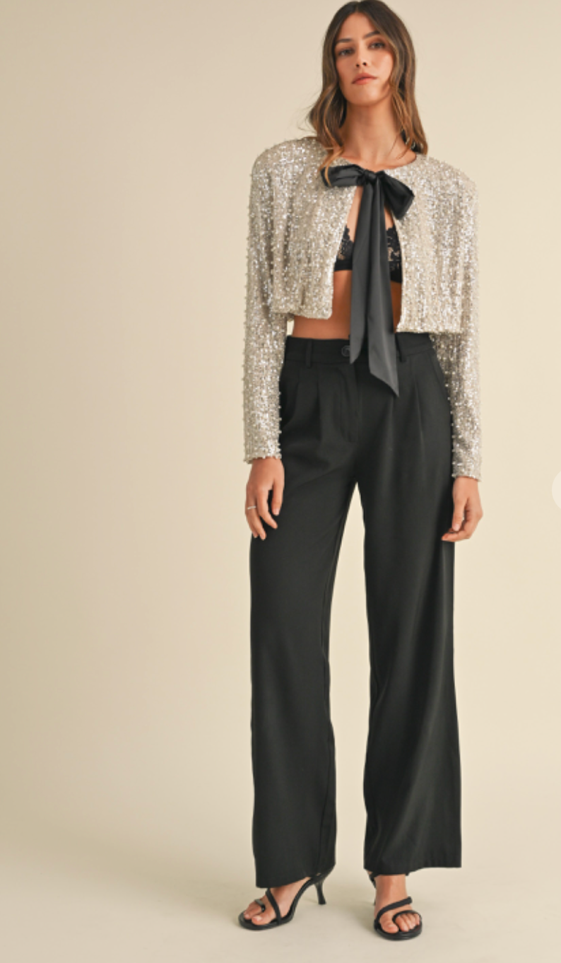 Pearl & Sequin Tie Jacket