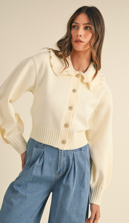 Bow Buttons Cardigan Ivory