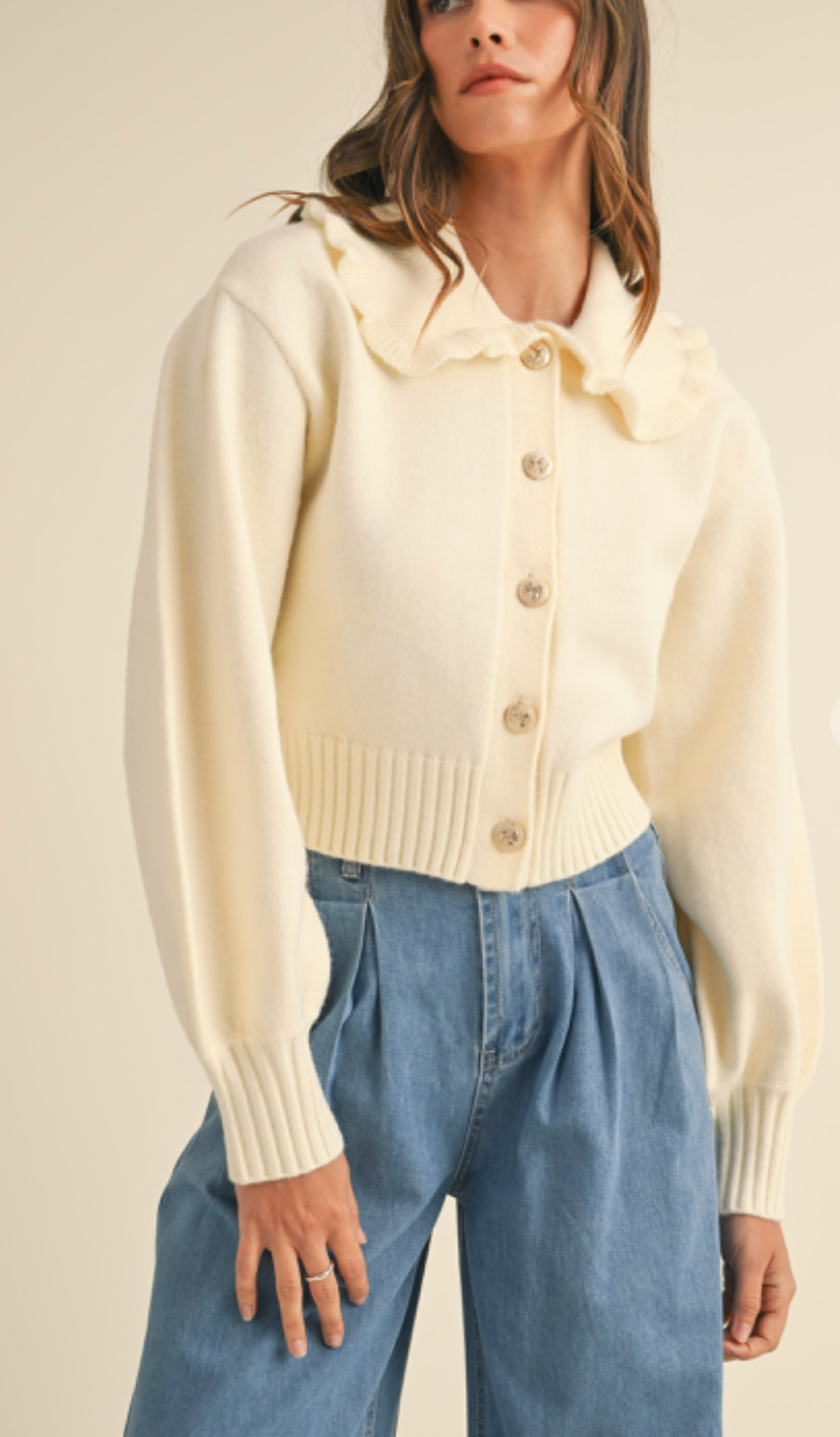 Bow Buttons Cardigan Ivory