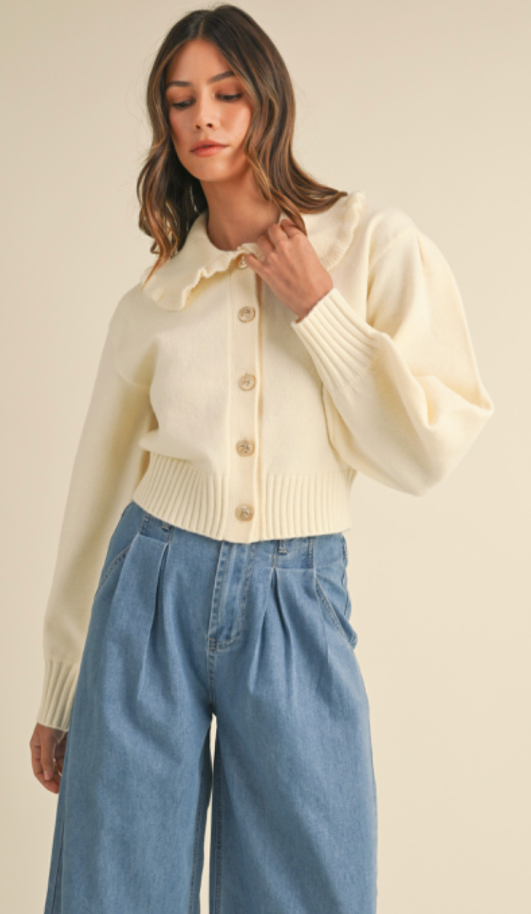 Bow Buttons Cardigan Ivory