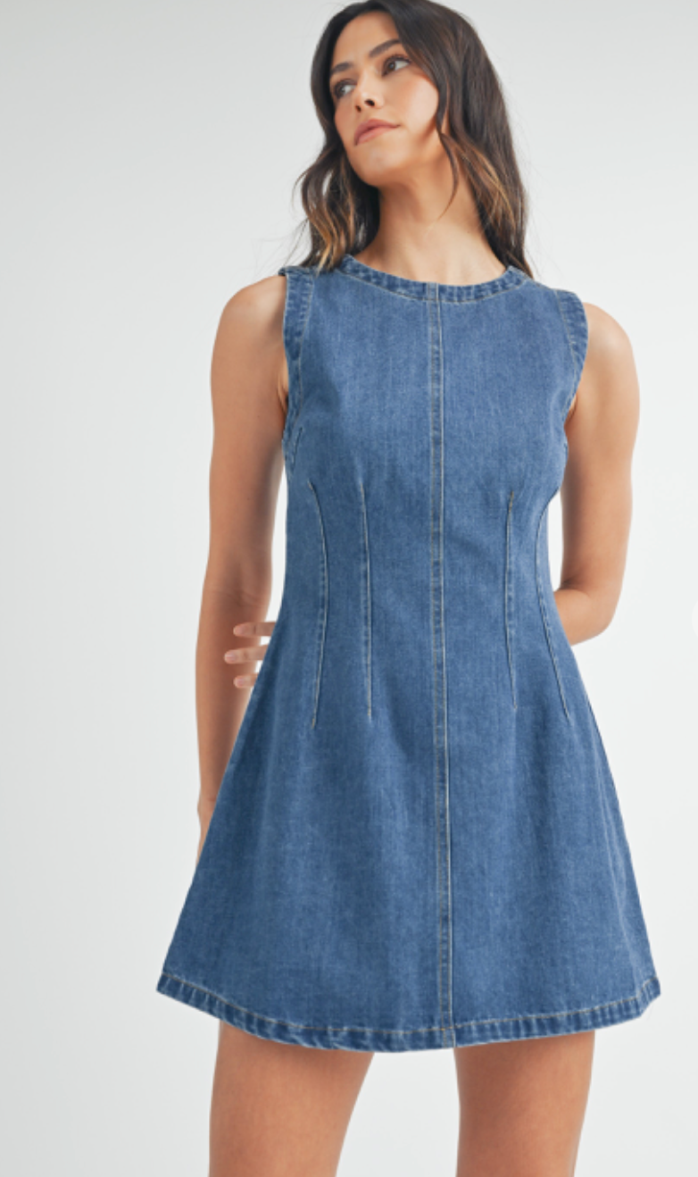 Sleeveless Dark Denim Dress