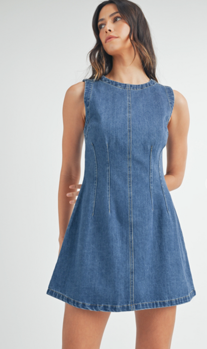 Sleeveless Dark Denim Dress