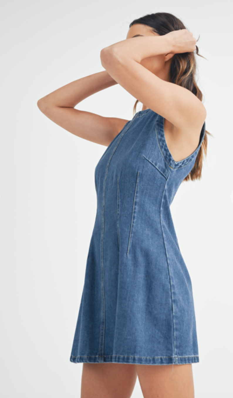 Sleeveless Dark Denim Dress