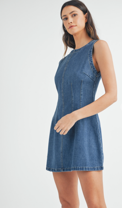 Sleeveless Dark Denim Dress