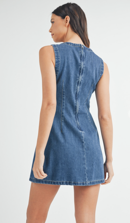 Sleeveless Dark Denim Dress