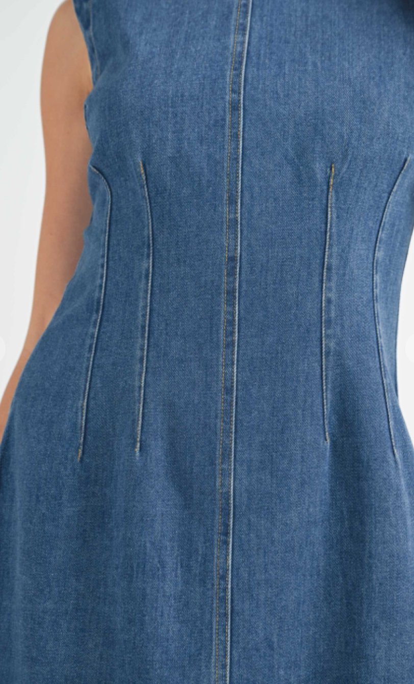 Sleeveless Dark Denim Dress