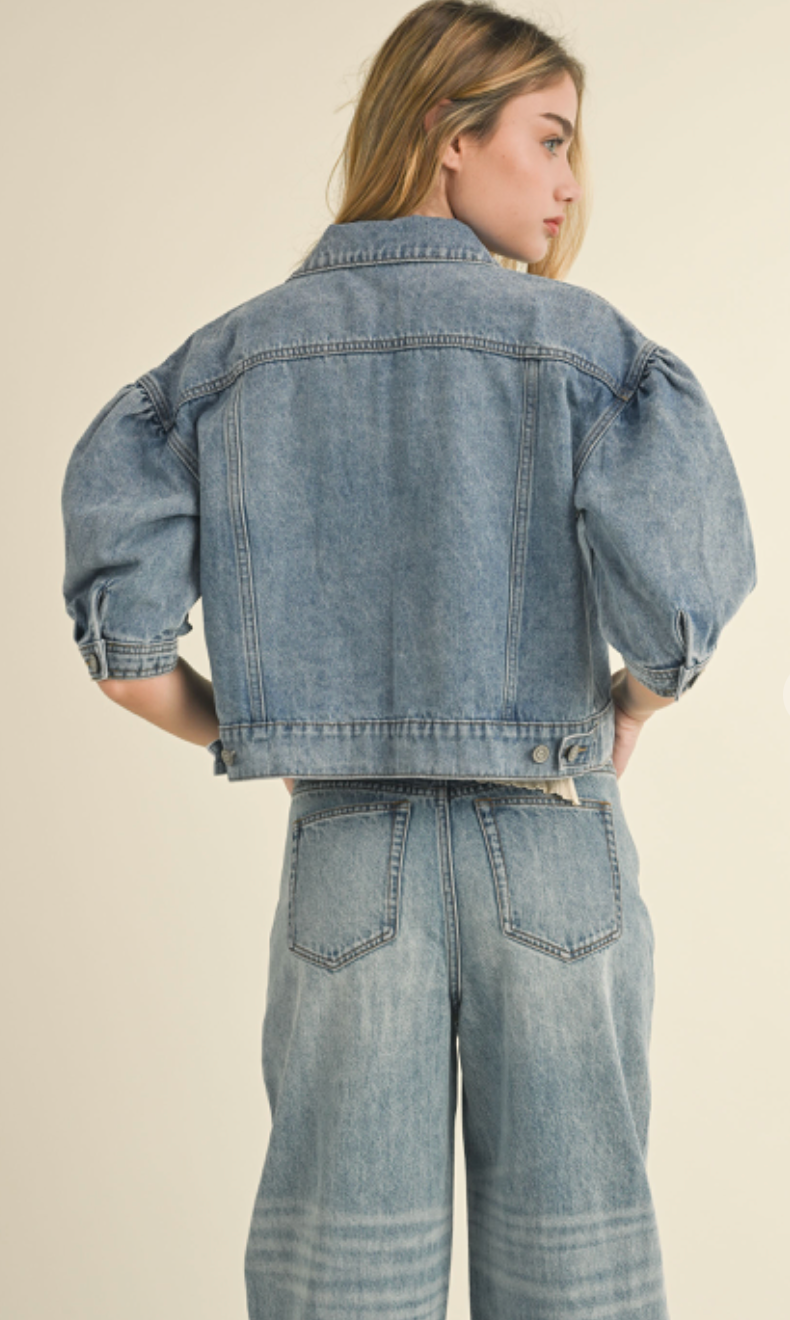 Denim Puff Sleeve Jacket