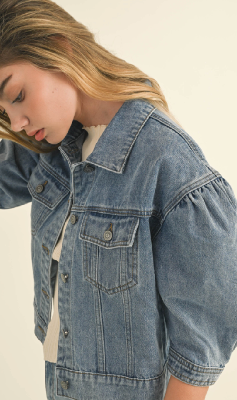 Denim Puff Sleeve Jacket