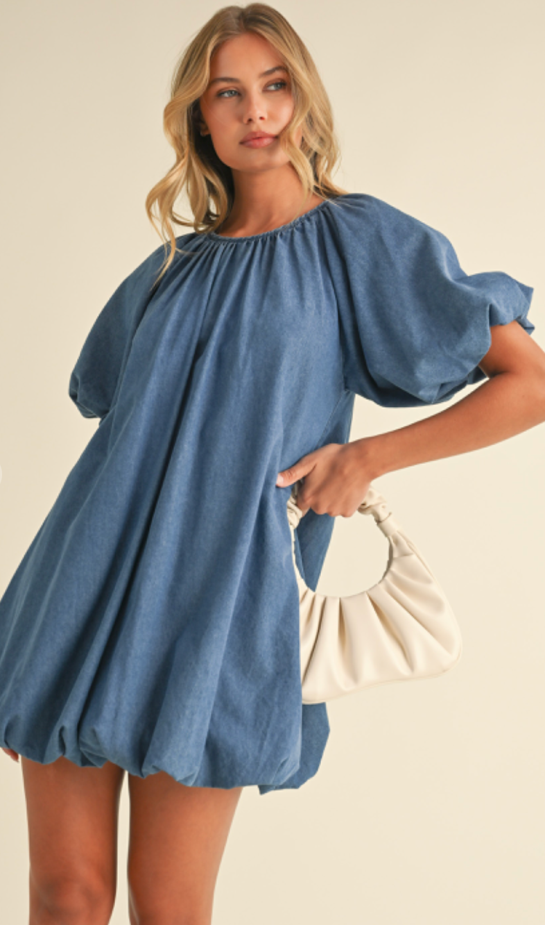 Denim Bubble Hem Dress