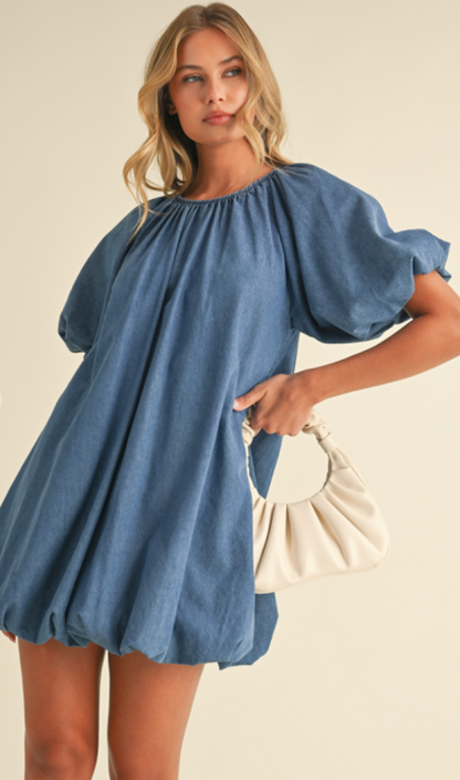 Denim Bubble Hem Dress