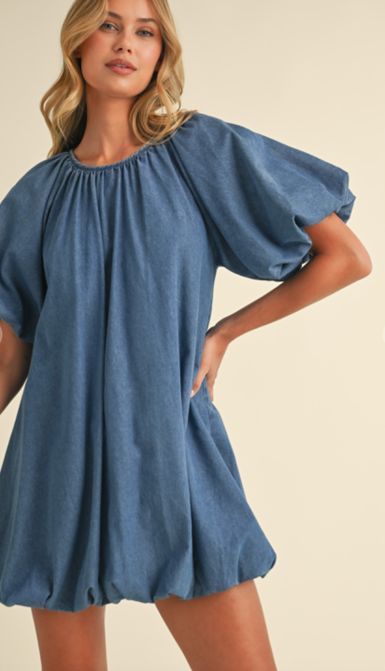 Denim Bubble Hem Dress