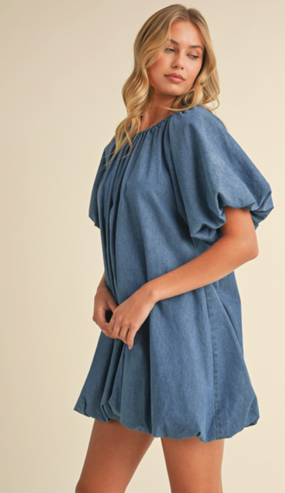 Denim Bubble Hem Dress