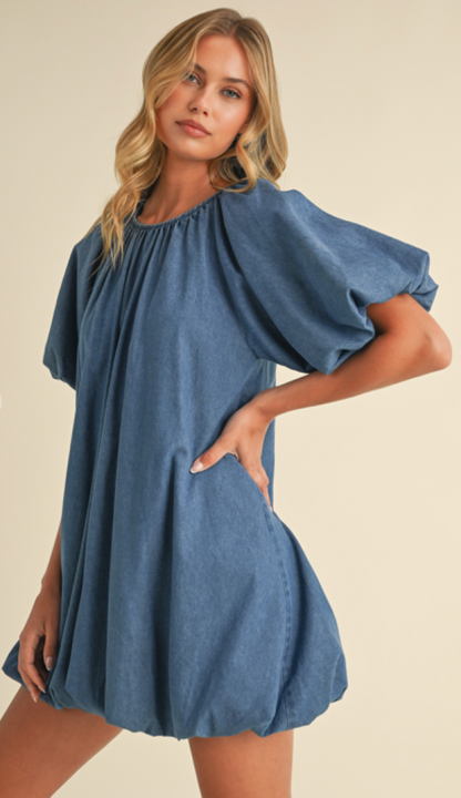 Denim Bubble Hem Dress