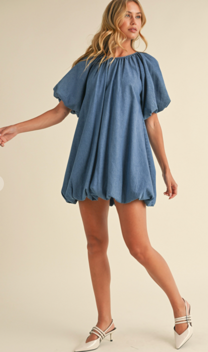 Denim Bubble Hem Dress