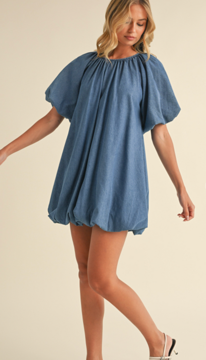 Denim Bubble Hem Dress