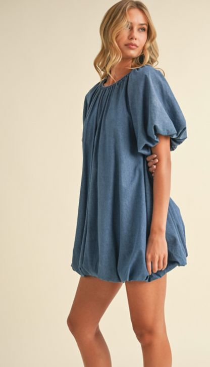 Denim Bubble Hem Dress