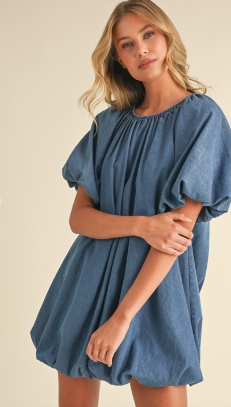 Denim Bubble Hem Dress