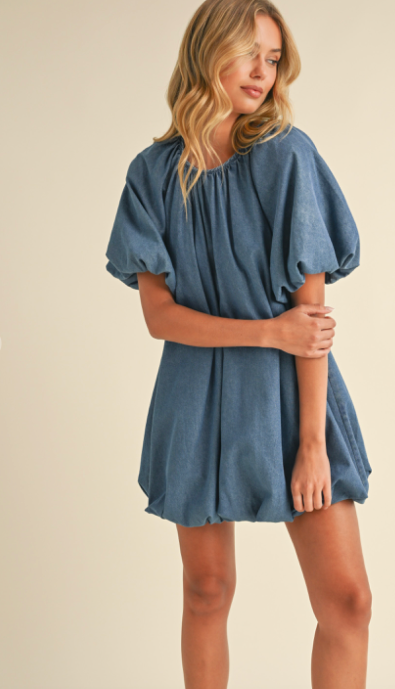 Denim Bubble Hem Dress