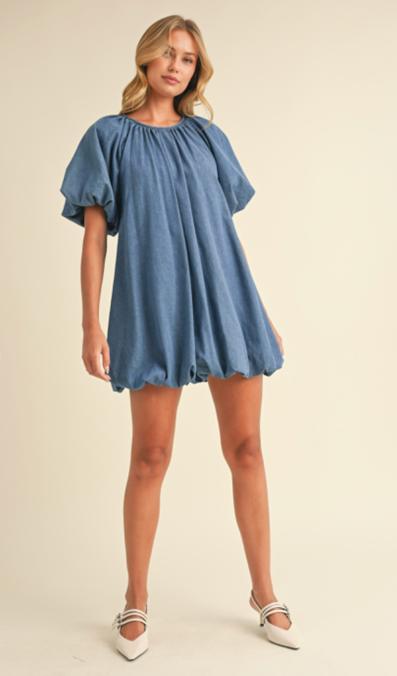 Denim Bubble Hem Dress