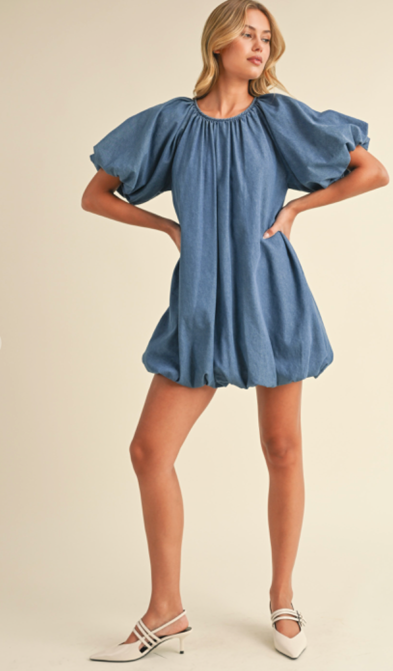 Denim Bubble Hem Dress