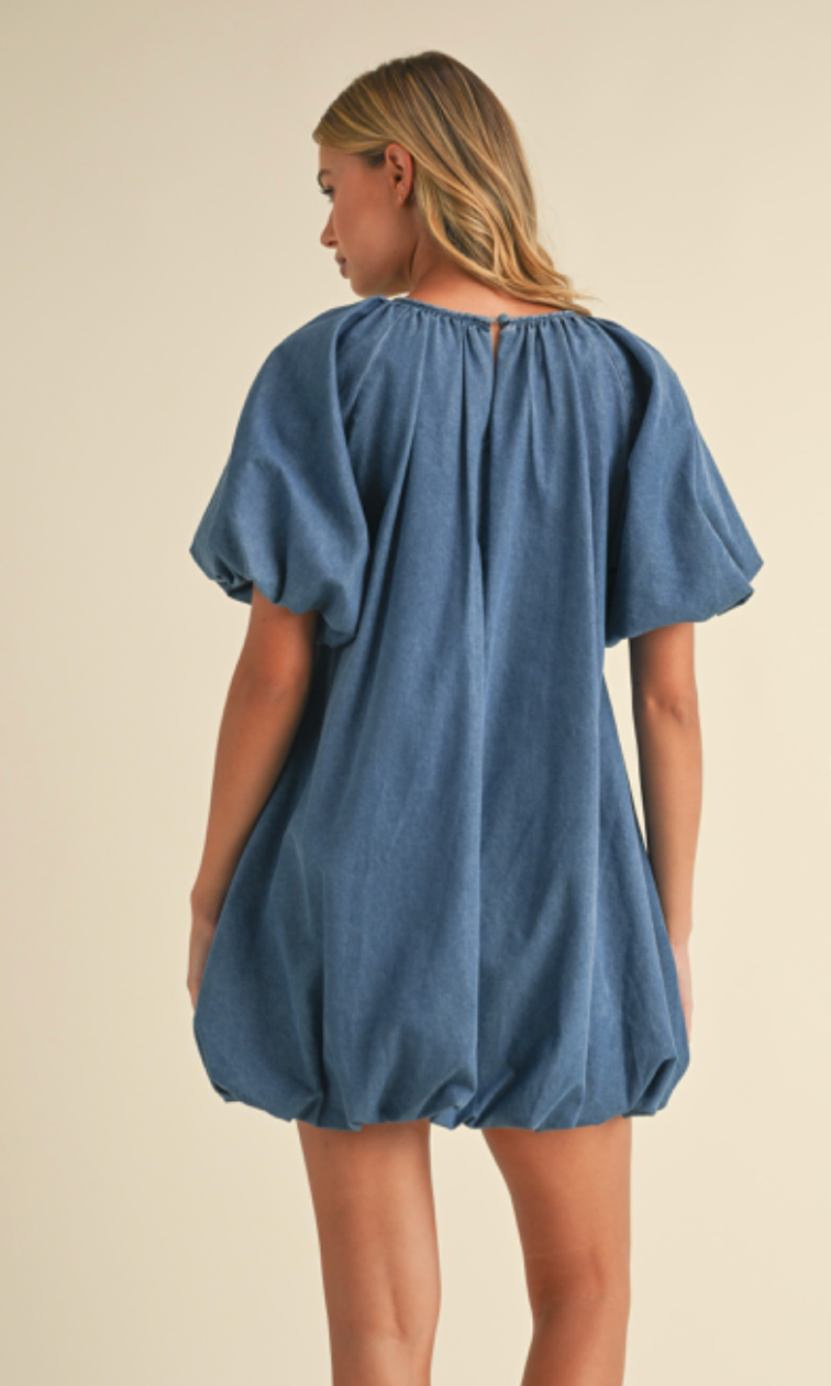 Denim Bubble Hem Dress