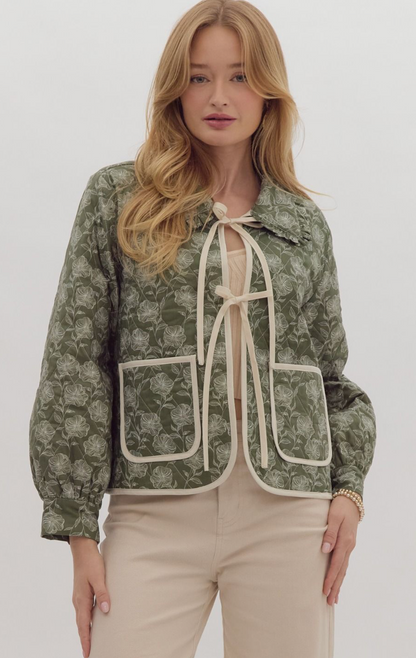 Odette Olive Quilted Jacket