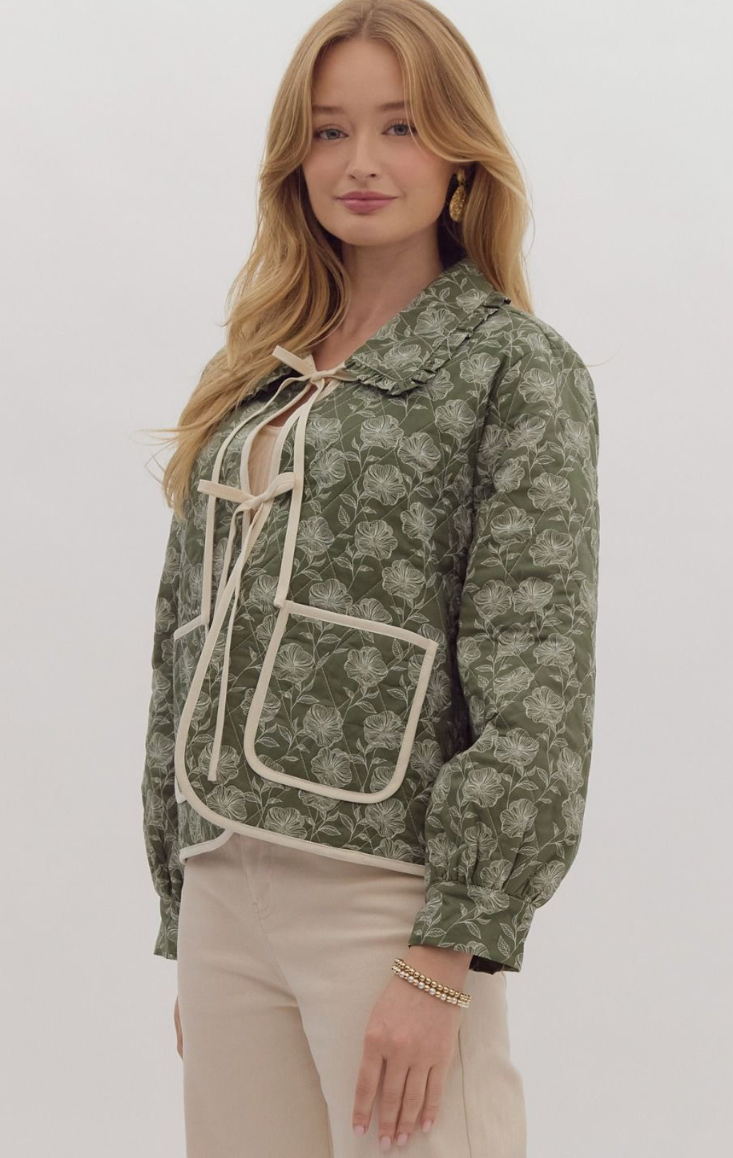 Odette Olive Quilted Jacket