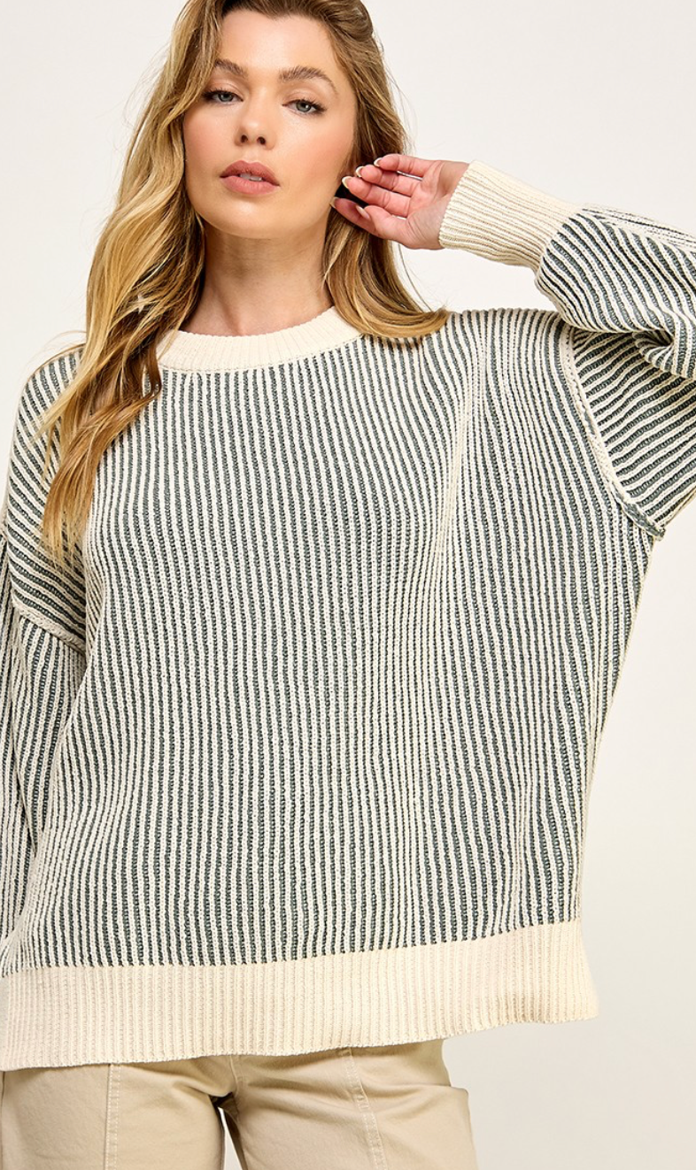 Super Soft Stripe Sweater Black