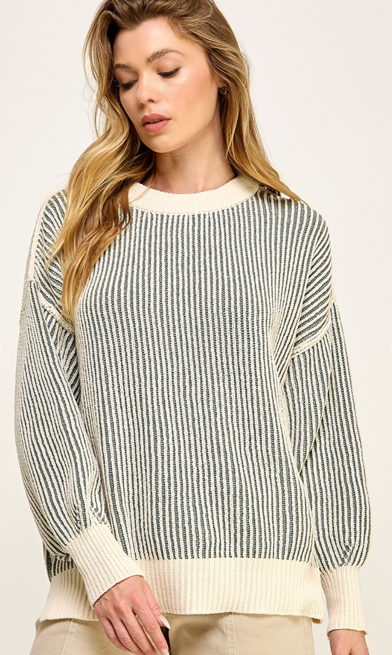 Super Soft Stripe Sweater Black