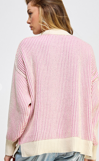 Super Soft Stripe Sweater Pink