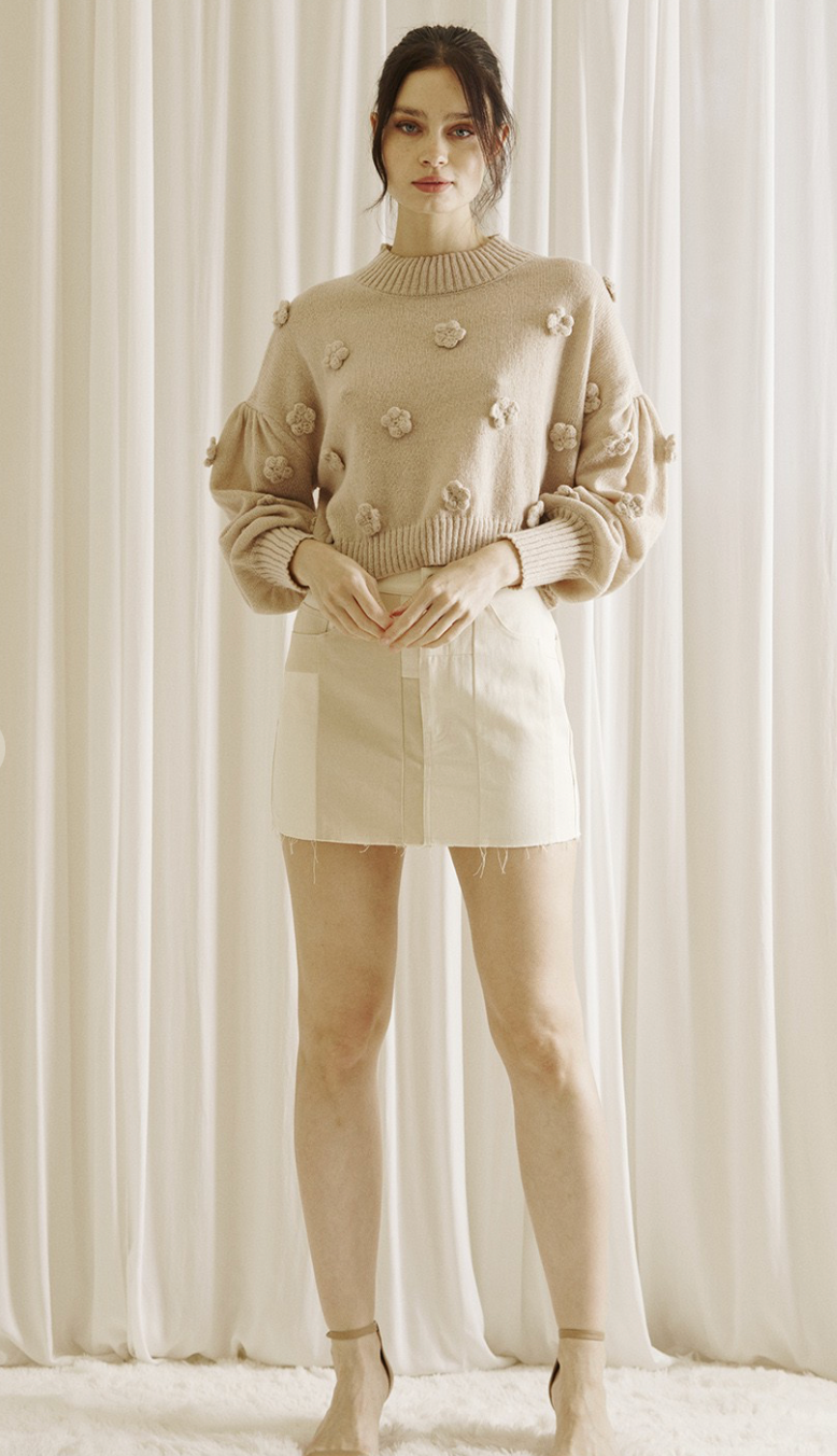 Taupe Flowers Sweater