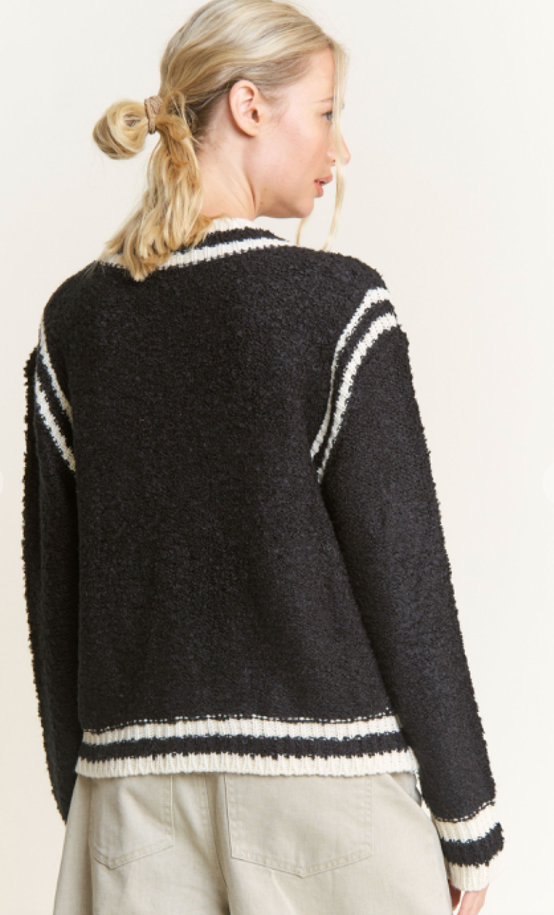 Brooklyn Tied Cardigan Black/Ivory