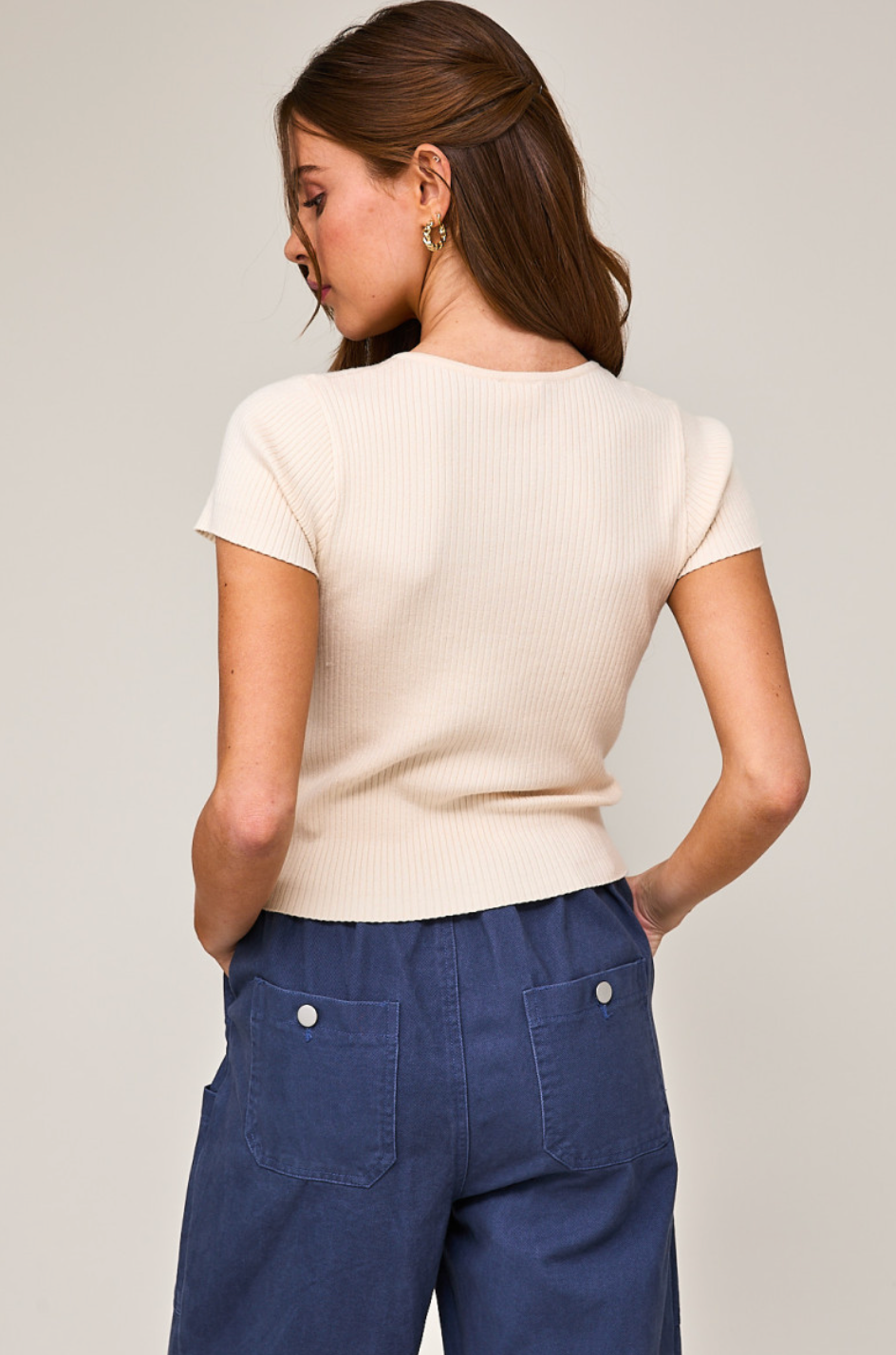 Mia Bows Sweater Top Cream