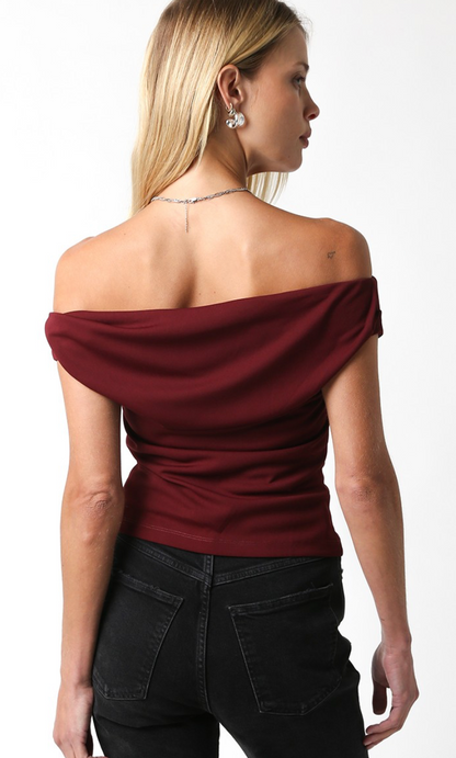 Off Shoulder Top Maroon