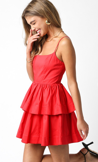 Tiered Ruffle Dress Red