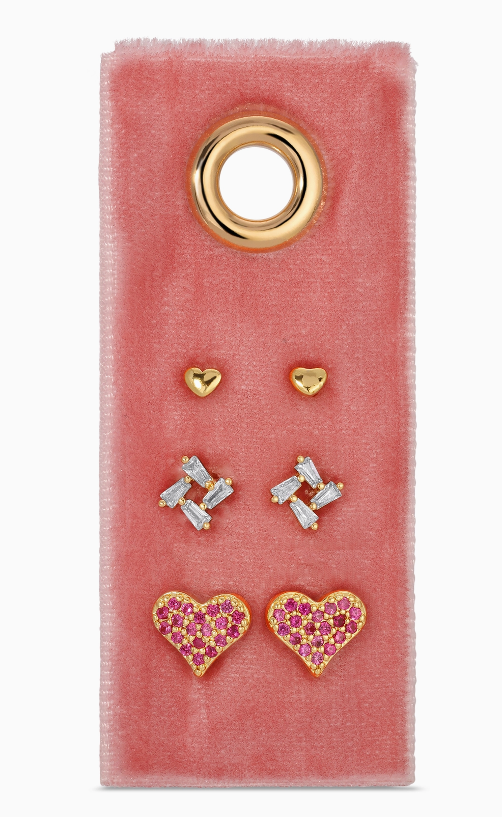 Pave Heart Velvet Stud Set